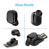 Single Ear Wireless Earbud Bluetooth Headset in-ear Mini Invisible Bluetooth Headphone Earphone with Mic 6-Hour Playtime Magnetic USB Charger Sweatproof Sport Earbuds for Smartphone and Other Devices