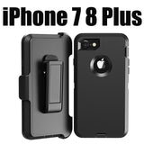 LongRise iPhone 8 Plus Case, Shockproof Robost 4 Layer Rugged Case Compatiable with iPhone 7 Plus & iPhone 8 Plus with Belt Clip Holster Stand(Black)