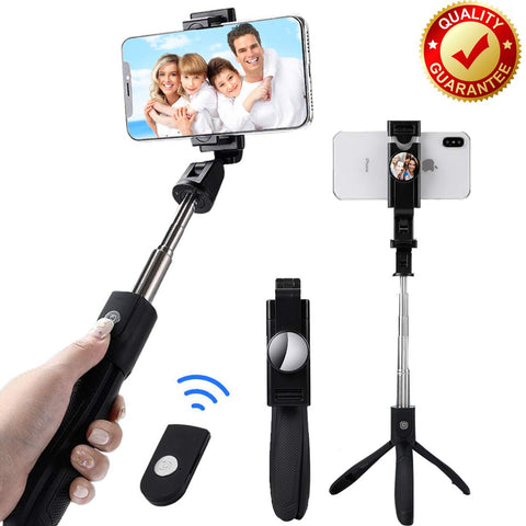 Selfie Stick Tripod Bluetooth Portable Extendable Monopod with Wireless Remote Shutter Stand for iPhone X/8 plus/7/6S/6/XS max/xr Samsung Galaxy Note S6/7/8/9 Plus, Android Phone,Camera,Smartphones