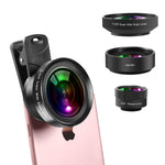 Jisusu for iPhone Lens, 0.45x Wide Angle Lens,230°Fisheye Lens & 12.5X Macro Lens (Screwed Together) 3 in1,Clips-On Cell Phone Lens Kit for iPhone/Samsung/Android/Most Smartphones and Tablets