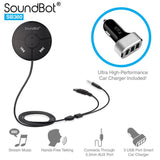 SoundBot SB360 Bluetooth 4.0 Car Kit Hands-Free Wireless Talking & Music Streaming Dongle w/ 10W Dual Port 2.1A USB Charger + Magnetic Mounts + Built-in 3.5mm Aux Cable