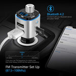 Nulaxy Bluetooth FM Transmitter for Car, 7 Color LED Backlit W QC3.0 Fast Car Charger Support Siri Google Assistant, USB Flash Drive, microSD Card, Wireless Handsfree Calling Car Kit - NX09