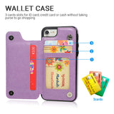 iPhone 7 Card Holder Case, iPhone 8 Wallet Case Embossed Butterfly Slim Folio Leather Cover Shockproof Shell with Credit Card Slot Protective Skin for iPhone 7 & 8, Purple