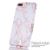 BAISRKE Shiny Rose Gold Marble Design Clear Bumper Matte TPU Soft Rubber Silicone Cover Phone Case Compatible with iPhone 7 Plus iPhone 8 Plus White