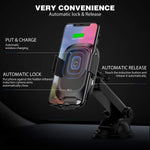 Baseus Wireless Car Charger Mount, 10w Automatic Infrared Qi Fast Charging Car Phone Holder Dashboard Compatible with iPhone Xs/Xs Max/XR/X, Galaxy Note 9/ S9/ S9+ & Other Qi-Enabled 4.0-6.5in