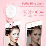 iPhone Camera Selfie Ring Light, Rechargeable Portable Clip-on Mini Selfie Light with 32 LED, Cute Cat Shape, 9 Flash Lights for iPad, Phone, Sumsung Galaxy, Android, Camera, Tablet, Laptop (Pink)