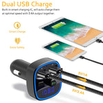 Comsoon Bluetooth FM Transmitter, [Blue Ambient Ring Light] Wireless Radio Car Receiver Adapter Kit with Hands-Free Calling, Dual USB Charger 5V/2.4A & 1A, Support TF/SD Card, USB Disk