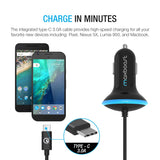 Type C Car Charger, Maxboost 36W Quick Charge 3.0 USB Port &Built-in USB C (3.1) Cable for Galaxy S10, S10+, S10e,S9,S9 Plus, Note 9 8, LG G7 G6, HTC, Nexux, MacBook, iPhone,OnePlus,Nintendo Swith