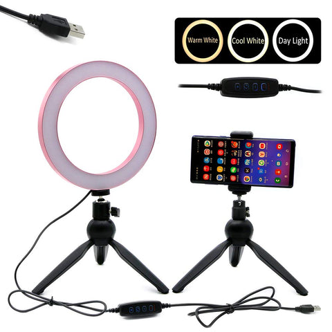 8" Selfie LED Ring Light with Desktop Tripod Stand &Cell Phone Holder Pink for YouTube Video and Live Makeup/Photography Compatible iPhone Xs Max XR 8 Plus X Android