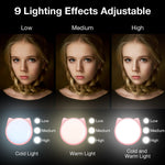 iPhone Camera Selfie Ring Light, Rechargeable Portable Clip-on Mini Selfie Light with 32 LED, Cute Cat Shape, 9 Flash Lights for iPad, Phone, Sumsung Galaxy, Android, Camera, Tablet, Laptop (Pink)
