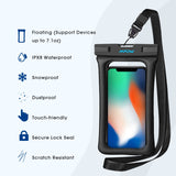 Mpow 084 Waterproof Phone Pouch Floating, IPX8 Universal Waterproof Case Underwater Dry Bag Compatible iPhone Xs Max/Xr/X/8/8plus/7/7plus Galaxy s9/s8 Note 9/8 Google Pixel up to 6.5" (White+Black)