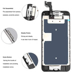 For iPhone 6S Screen Replacement LCD Black - with Home Button Proximity Sensor Ear Speaker Front Camera Screen Protector and Repair Tools