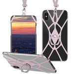 SHANSHUI iPhone Lanyard, Silicone Ring Finger Stand Stretchy Holder with Detachable Phone Lanyard Compatible with iPhone X XS XS max SE 5s 5 6 7 8 Plus and Most Smart Phones (Pink)