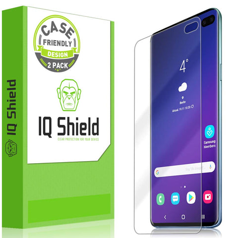 [2-Pack] IQ Shield LiQuidSkin [Case Friendly] Screen Protector for Galaxy S10 Plus [S10+ 6.4"] [NOT Compatible with Verizon S10 5G 6.7] (Works w/Fingerprint ID)