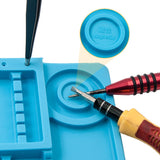 Project Mat Soldering Station Heat Insulation Silicone Pad Parts & Screws Sorting Keeping Magnetic Mat for Cell Phone Repair Computer Repair, with Free Anti-Static Tweezer (DarkCyan)