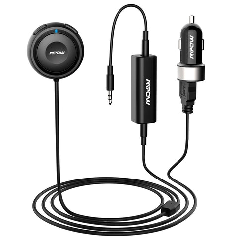 Mpow MBR2 Bluetooth Car Kits for Hands-Free Calling, Bluetooth Receiver/Bluetooth Aux Adapter 3 in 1 with Dual USB Car Charger & Ground Loop Noise Isolator for Car Audio System (HFP/HSP/A2DP/AVRCP)