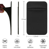 2Pack Cell Phone Card Holder[Double Secure with Pocket for ID/Credit Cards] for Back of Phone,Stick On Card Wallet Sticker Stretchy Lycra Fabric for iPhone,Android and All Smartphones-Purple,Black