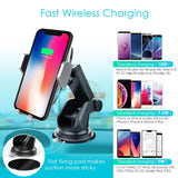 Heiyo Wireless Car Charger Mount, Auto-Clamp Cradle, Qi Charging Holder, Windshield & Air Vent, 10W Compatible for Samsung S9/S9+/S8/Note 8, 7.5W Compatible for iPhone Xs Max//Xs/XR/X 8/8 Plus(Black)