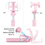 Selfie Stick Tripod with Remote Bluetooth - VANZAVANZU New Best Selfie Stick Monopod Tripod for iPhone X 6s 7 8 Plus Samsung s7 Edge, Podcast, Live Broadcasting, Facetime (Pink)