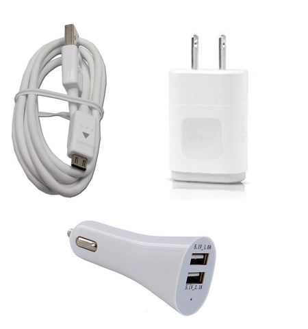 ORIGINAL OEM LG WALL HOME CHARGER WITH LG MICRO USB DATA CABLE+DUAL USB CAR CHARGER ADAPTER FOR T-MOBILE LG ARISTO (Hibatul Inc Brand)