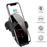 Wireless Car Charger, VIKASI 10W Qi Fast Charging Car Phone Holder, Air Vent Automatic Clamping Car Charger Mount Compatible with Samsung Galaxy Note 9/8/ S9/ S8,iPhone Xs Max/XR/X 8/8 Plus(Black-Red)