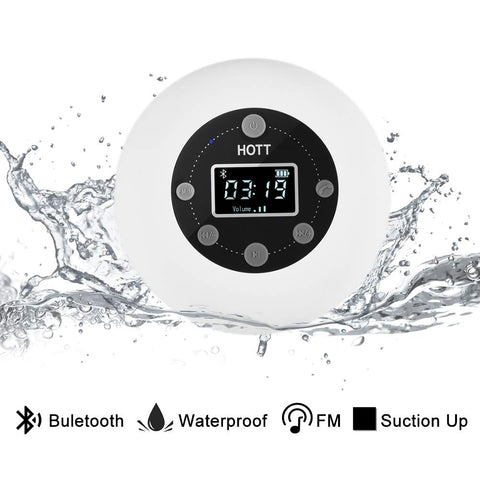 fosa IPX4 Waterproof Wireless Bluetooth Shower Speaker FM Radio Rechargeable Water Proof 2.1 Bluetooth Speaker With Stereo and Bass Audio Outputs Hands-free Call For Bathroom Beach Swimming Pool
