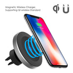 Funxim Magnetic Wireless Car Charger W5, Air Vent and Dashboard Mount Holder Cradle Qi Standard Compatible with Any Qi Enabled Smartphone