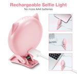 iPhone Camera Selfie Ring Light, Rechargeable Portable Clip-on Mini Selfie Light with 32 LED, Cute Cat Shape, 9 Flash Lights for iPad, Phone, Sumsung Galaxy, Android, Camera, Tablet, Laptop (Pink)