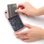 Case-Mate - Stick On Credit Card Wallet - POCKETS - Ultra-slim Card Holder - Universal fit - Apple – iPhone – Samsung – Galaxy - and more –  Black Iridescent Glitter