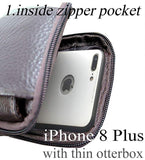 Valentoria Men's Belt Pouch Waist Fanny Packs Leather Purse Cellphone Holster Belt Waist Bag Pack for Phone and Money iPhone 7 Plus 6 Plus 8 Plus X Max Galaxy S8 S9 Plus S7 S6 Edge (Horizontal-Brown)