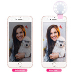Ring Light, Selfie Ring Light，Rechargeable LED Selfie Ring Light with 3 Modes Dimmable Clip Ring Lights for Camera Phone Tablets Laptop（Rose Pink