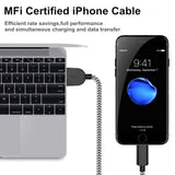 Sharllen MFi Certified 5Pack[3/3/6/6/10FT] Nylon Braided Cell-Phone Charging Cable USB Fast Charging & Syncing Long Cord,iPhone Charger Compatible iPhone XS/Max/XR/X/8/8P/7/7P/6/iPad/iPod Black&White