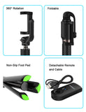 Yoozon Selfie Stick Bluetooth, Extendable Selfie Stick with Wireless Remote and Tripod Stand Selfie Stick for iPhone Xs MAX/XR/XS/X/8/8 Plus/7 Plus/Galaxy S9/S9 Plus/Note 8/S8/S8 Plus (Black-Green)