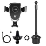 Car Cup Phone Holder&Gravity Air Vent Wireless Car Mount,[10W Qi Fast Charge] Universal Car Charger Compatible for Samsung Galaxy S10e/S10/S9/Note9,iPhone X/XR/XS Max,Huawei P30 Pro,QI-Enabled Phone