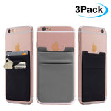 Cell Phone Card Wallet, 3Pack Phone Card Holder Ama Forest Ultra Slim Silicone 3M Self Adhesive Stick on Wallet for ID Credit Card Phone Sleeves Pocket for iPhone Android Samsung Galaxy Black+ Gray