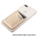 Obbii Metallic Gold PU Leather Card Holder for Back of Phone with 3M Adhesive Stick-on Credit Card Wallet Pockets for iPhone and Android Smartphones (Metallic Gold)