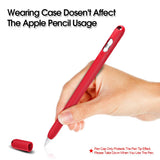 AWINNER Silicone Case Compatible with Apple Pencil Holder Sleeve Skin Pocket Cover Accessories for iPad Pro,with Charging Cap Holder,Protective Nib Covers and Lightning Adapter Case (Red)