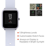 Amazfit BIP smartwatch by Huami with all-day heart rate and activity tracking, sleep monitoring, GPS, 30-day battery life, Bluetooth (White Cloud)