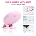 Ring Light, Selfie Ring Light，Rechargeable LED Selfie Ring Light with 3 Modes Dimmable Clip Ring Lights for Camera Phone Tablets Laptop（Rose Pink
