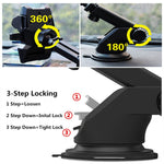 2 in 1 Car Phone Holder, Wuedozue Universal Dashboard Air Vent Car Cell Phone Mount with 360 Rotating[Adjustable Distance] Windshield Cradle for iPhone XS/X/8/7/ Samsung Galaxy S9 and More (Black)