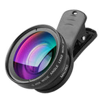 Cell Phone Camera Lens 2 in 1 Clip-on Lens Kit 0.45X Super Wide Angle & 12.5X Macro Phone Camera Lens for iPhone 8 7 6s 6 Plus 5s Samsung Android & Most Smartphones Black