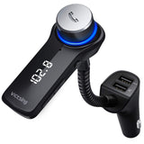 VicTsing Bluetooth FM Transmitter for Car, Wireless in-Car Radio Transmitter, Music Player Car Kit with Power Off, Stereo Sound, Hands-Free Calls and 2 USB Ports Support USB Flash Drive