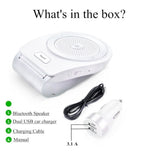 Bluetooth in Car Speakerphone Motion AUTO ON Wireless Speaker for Handsfree Talking/Music Streaming with Car Charger & Clip for All Smartphone, 20H Play Time, Dual Link Connectivity Enhance Bass