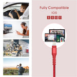 AHGEIIY MFi Certified iPhone Charger Cable,4Pack 3.3FT 6.6FT Nylon Braided Fast Charging Cable for iPhone Xs, Max, XR, X,8 Plus,8,7 Plus,7,6 Plus,6,6S Plus,6s,5,iPad and More(RED)