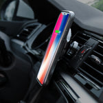 Maxjoy Wireless Car Charger iPhone X Magnetic Case Set,3- in-1 Air Vent Mount Magnetic Car Charger, 360 Degree Rotation Strong Magnetic Mount Holder with Phone Receiver Case for iPhone X, Gray Case