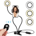 Antfire Selfie Ring Light - Cell Phone Holder Stand Including Selfie Remote Shutter for Live Stream,Makeup,LED Camera Light with Flexible Arms for Smart-Phone,Android,iPhone