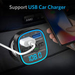 Nulaxy Bluetooth FM Transmitter, Wireless Radio Bluetooth Transmitter Adapter Music Player Car Kit with Blue LED Backlit, 5V/ 2.4A Charging, Support Handsfree Calling, USB Flash Drive, microSD- NX10
