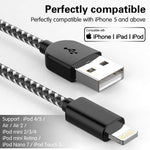 TNSO MFi Certified Lightning Cable 3FT 3FT 6FT 6FT 10FT Extra Long Nylon Braided USB Fast Charging& Syncing Cord Compatible iPhone Charger Xs MAX XR X 8 (Black and White) (Black and Whtie)