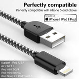 TNSO MFi Certified Lightning Cable 3FT 3FT 6FT 6FT 10FT Extra Long Nylon Braided USB Fast Charging& Syncing Cord Compatible iPhone Charger Xs MAX XR X 8 (Black and White) (Black and Whtie)