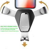 Wuedozue Gravity Car Phone Mount，Universal Clip Grip Air Vent Car Cell Phone Holder for iPhone Xs/X / 8/8 Plus / 7/7 Plus/Samsung Galaxy S8 / Note 8 and Other Smartphones (Silver)